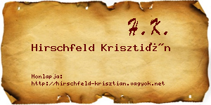 Hirschfeld Krisztián névjegykártya
